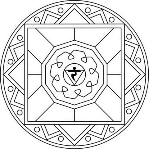 Mandala With Manipura Symbol Coloring Page